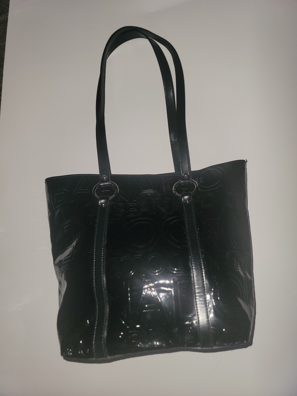 Dolce and Gabbana Black Patent Tote Bag